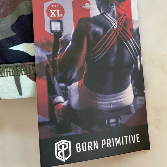 NWT Born Primitive blue green brown camo strappy sports bra gym workout active - Picture 2 of 4